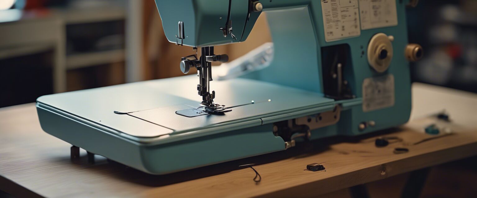 Portable sewing machine in use