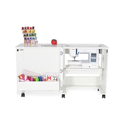 Sewing machine cabinet with threads and accessories