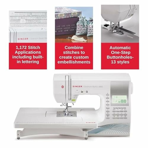 Singer Quantum Stylist 9960 sewing machine with features highlighted